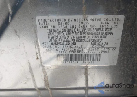 2020 Nissan Kicks Sv Xtronic Cvt из США, поврежденный, VIN 3N1CP5CV8LL541451